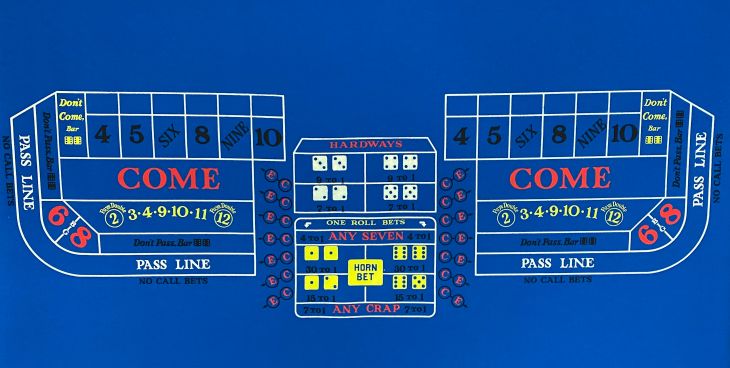 6ft x 62in Craps Double Layout Backed, Blue (Billiard Cloth) main image